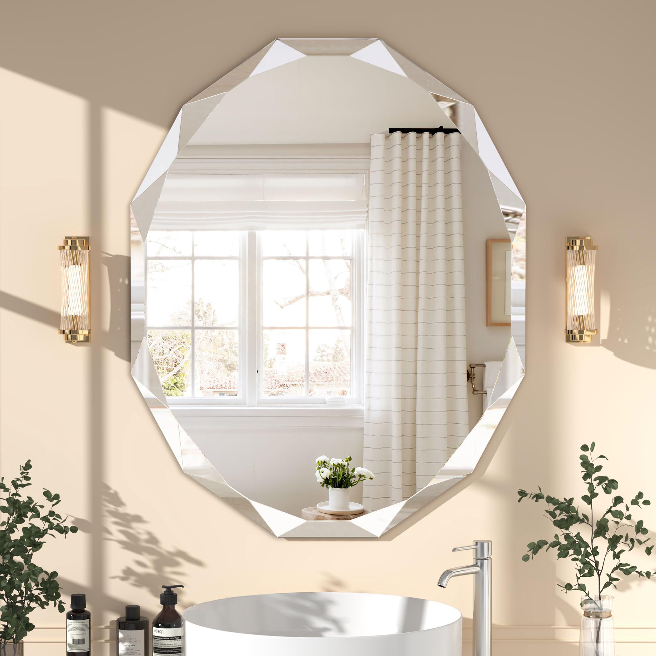 Beveled Beige Mirror — 30"