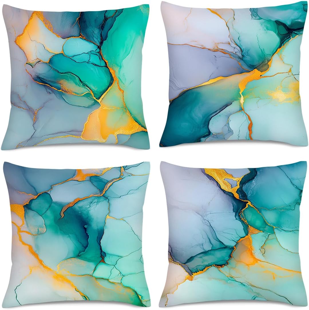Boho Black Cushion Cover — 18" — Teal Gold