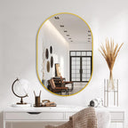 Round Black Wall Mirror — 22" — Oval Gold