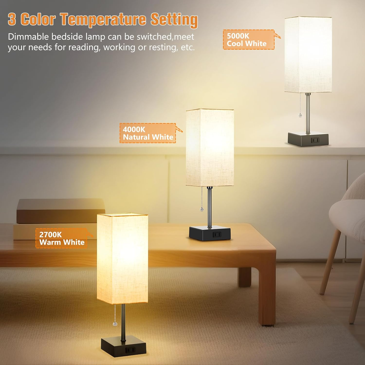 Black Bedside Lamp — 15" - View 2