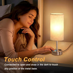 Dimmable Beige Bedside Lamp - View 5