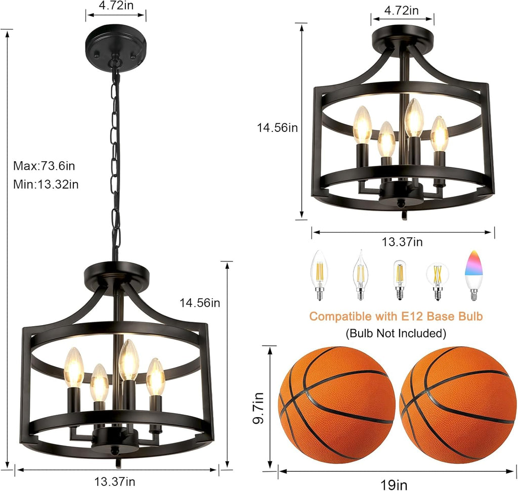 Convertible Farmhouse Black Chandelier - View 4