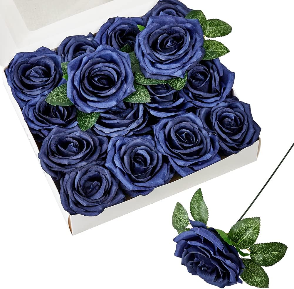 Black Artificial Flowers — Navy Blue