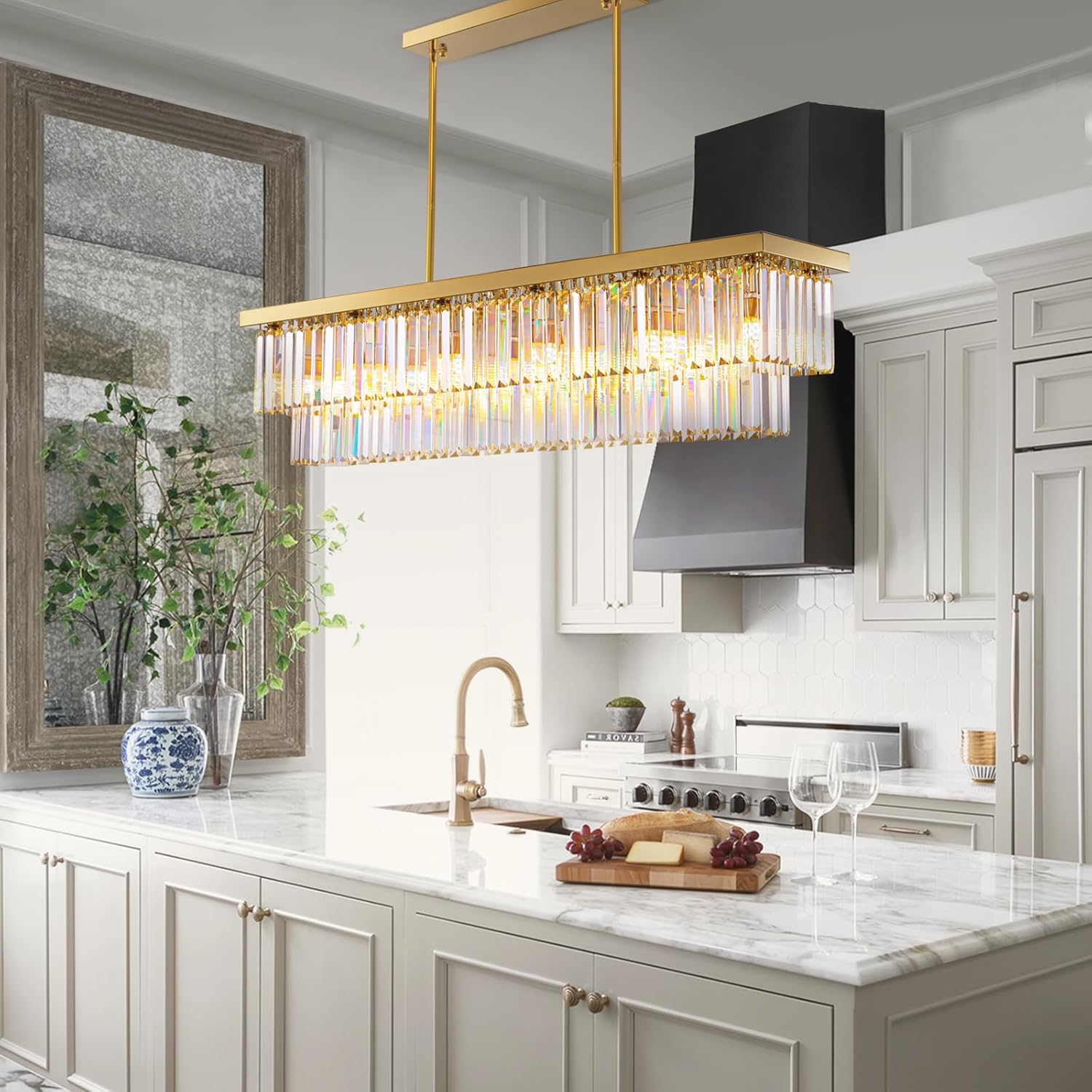 Dimmable Luxe Glass Chandelier — 12-Light - View 3