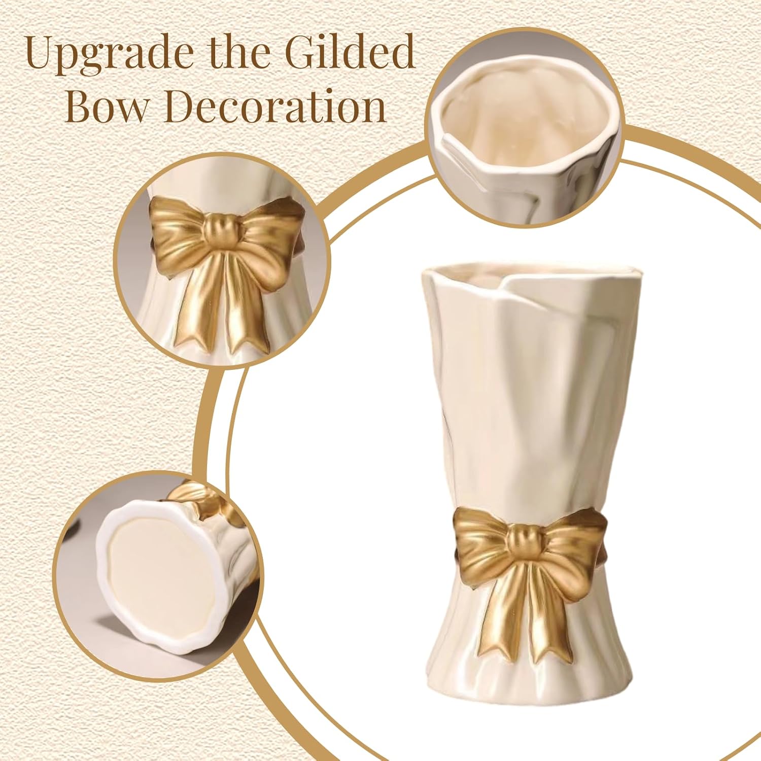 Boho Beige Flower Vase — 3" - View 6