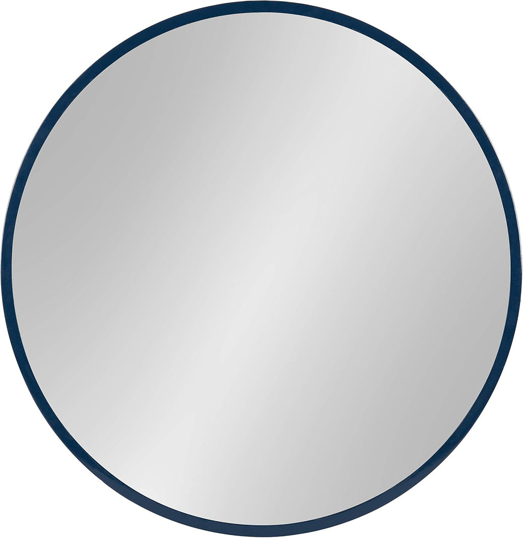 Round Modern Wood Wall Mirror — 21.6" - View 2