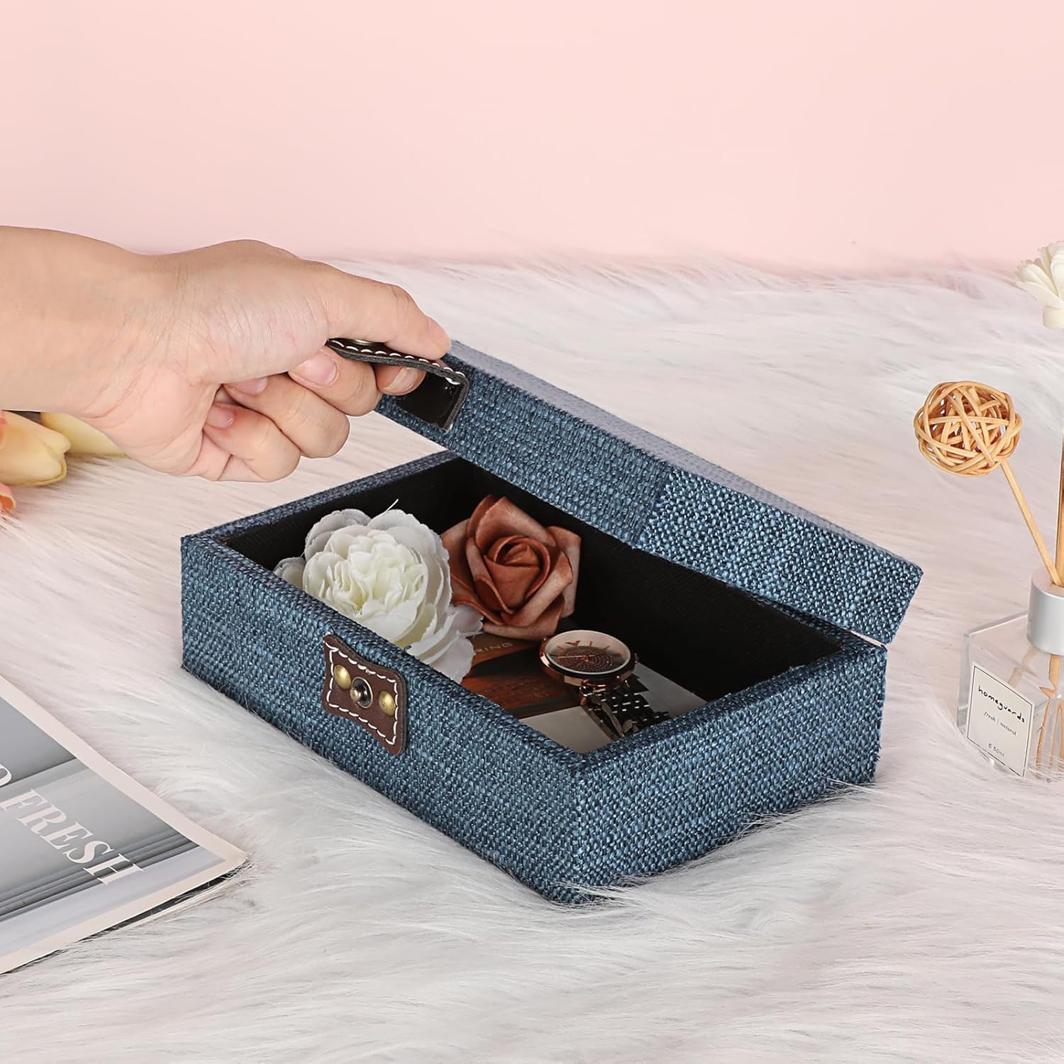 Linen Blue Storage Basket - View 7