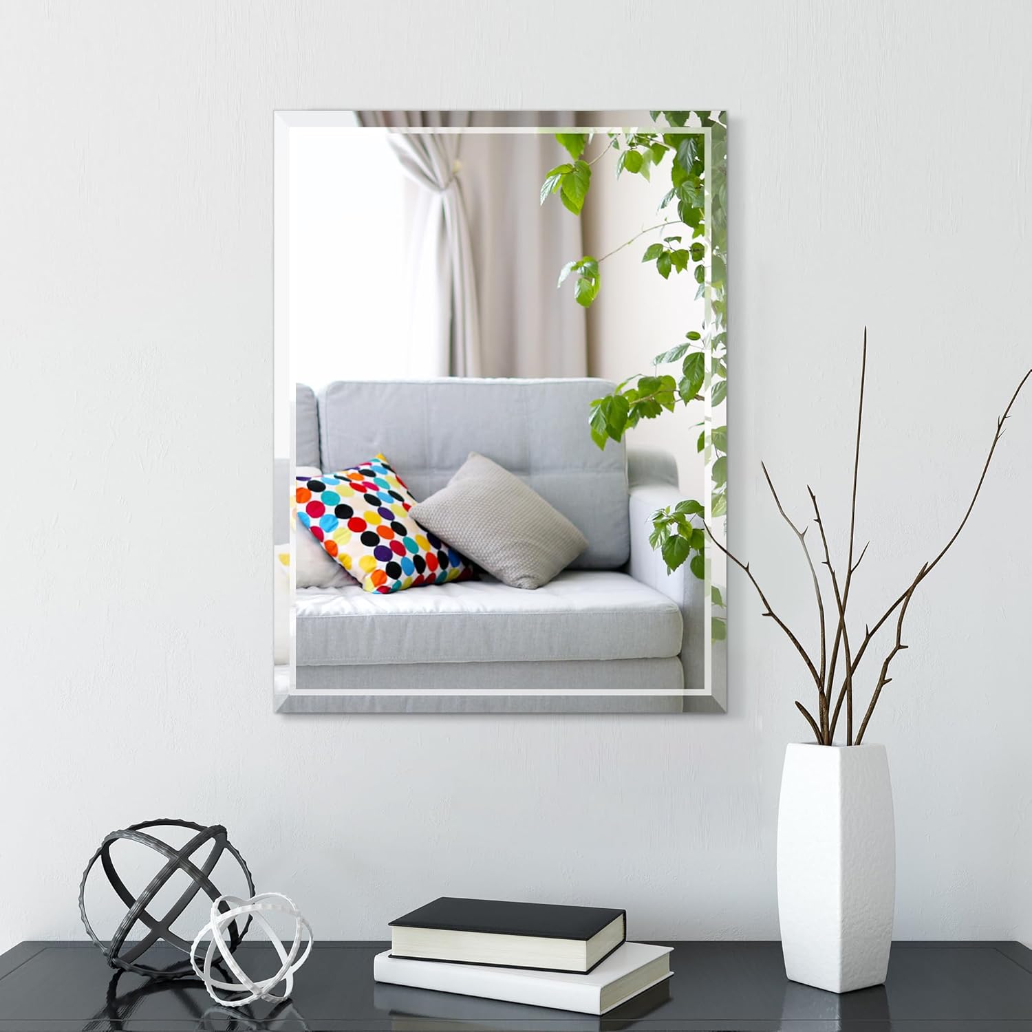 Beveled Beige Wall Mirror — 36" — Rectangle