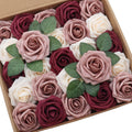 Beige Artificial Plant — 3" — Cream&dusty Rose&burgundy
