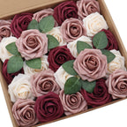 Beige Artificial Plant — 3" — Cream&dusty Rose&burgundy