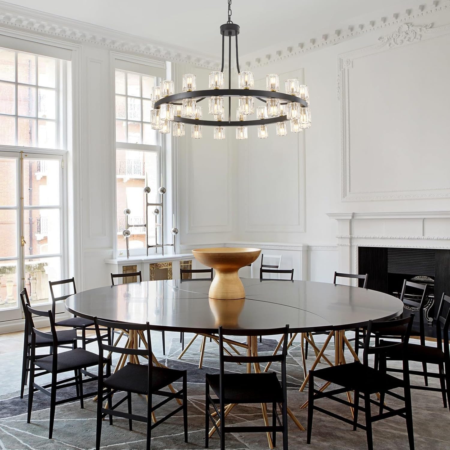 Round Farmhouse Glass Chandelier — 36" - View 3