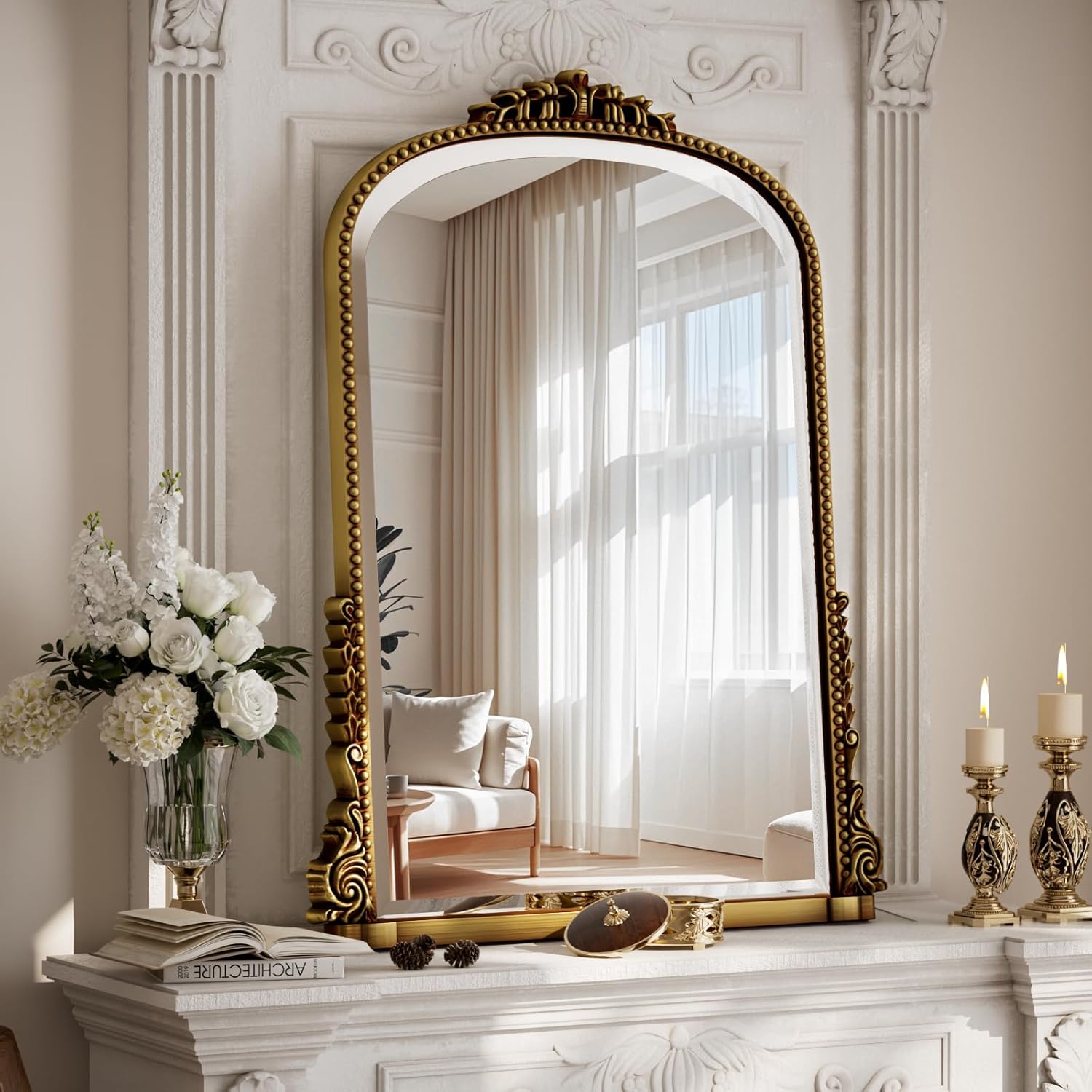 Round Luxe Gold Wall Mirror — 27" — Gold