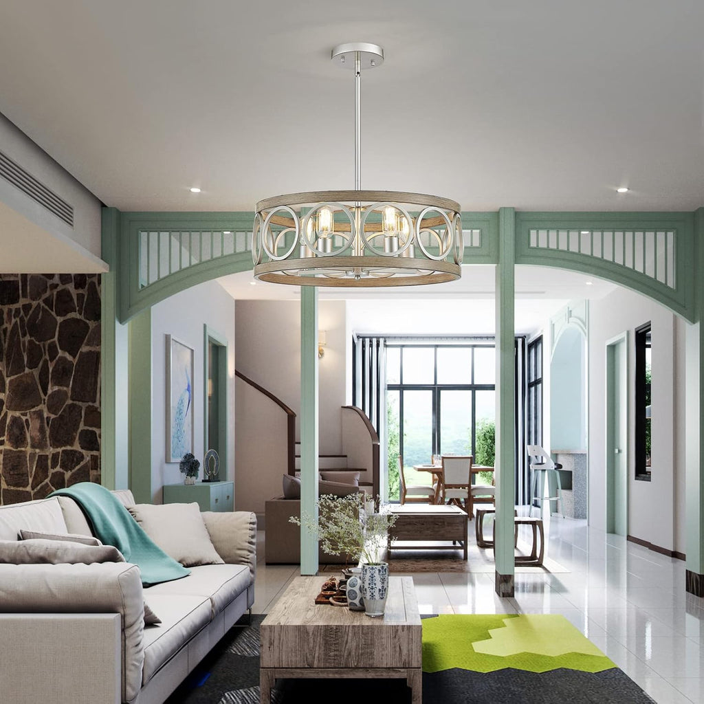 Round Farmhouse Black Chandelier — 5-Light - View 8