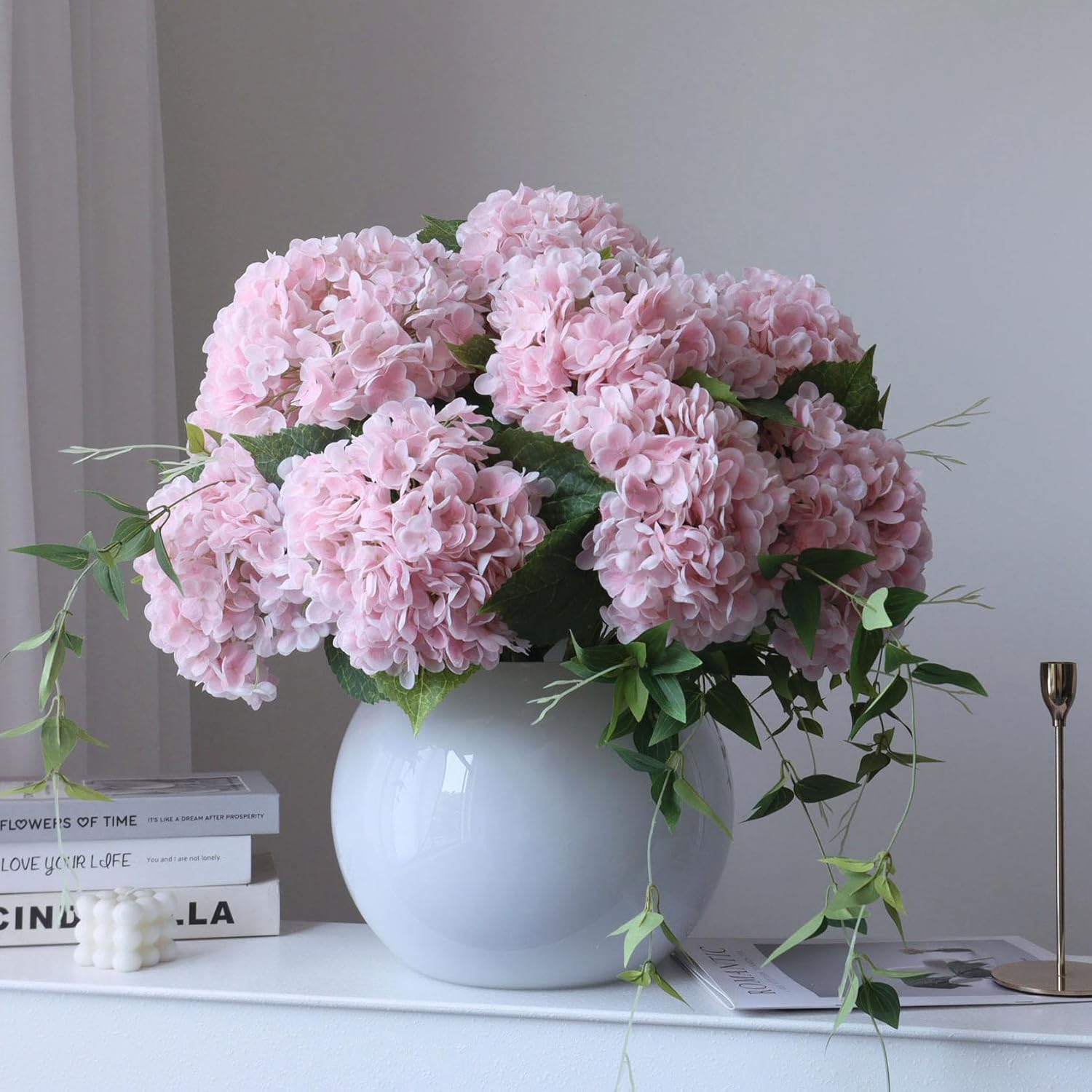 Blue Artificial Flowers — 21" — Light Pink 4pcs