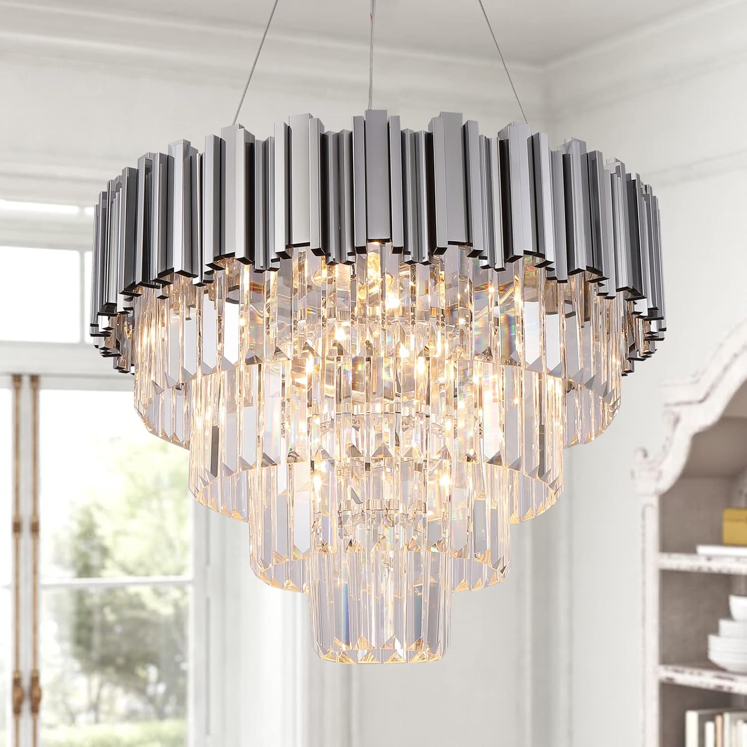 Round Luxe Gold Chandelier — 6-Light — Chrome 21.6"