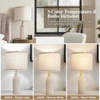 Adjustable Farmhouse Beige Bedside Lamp — 24.8" - View 3
