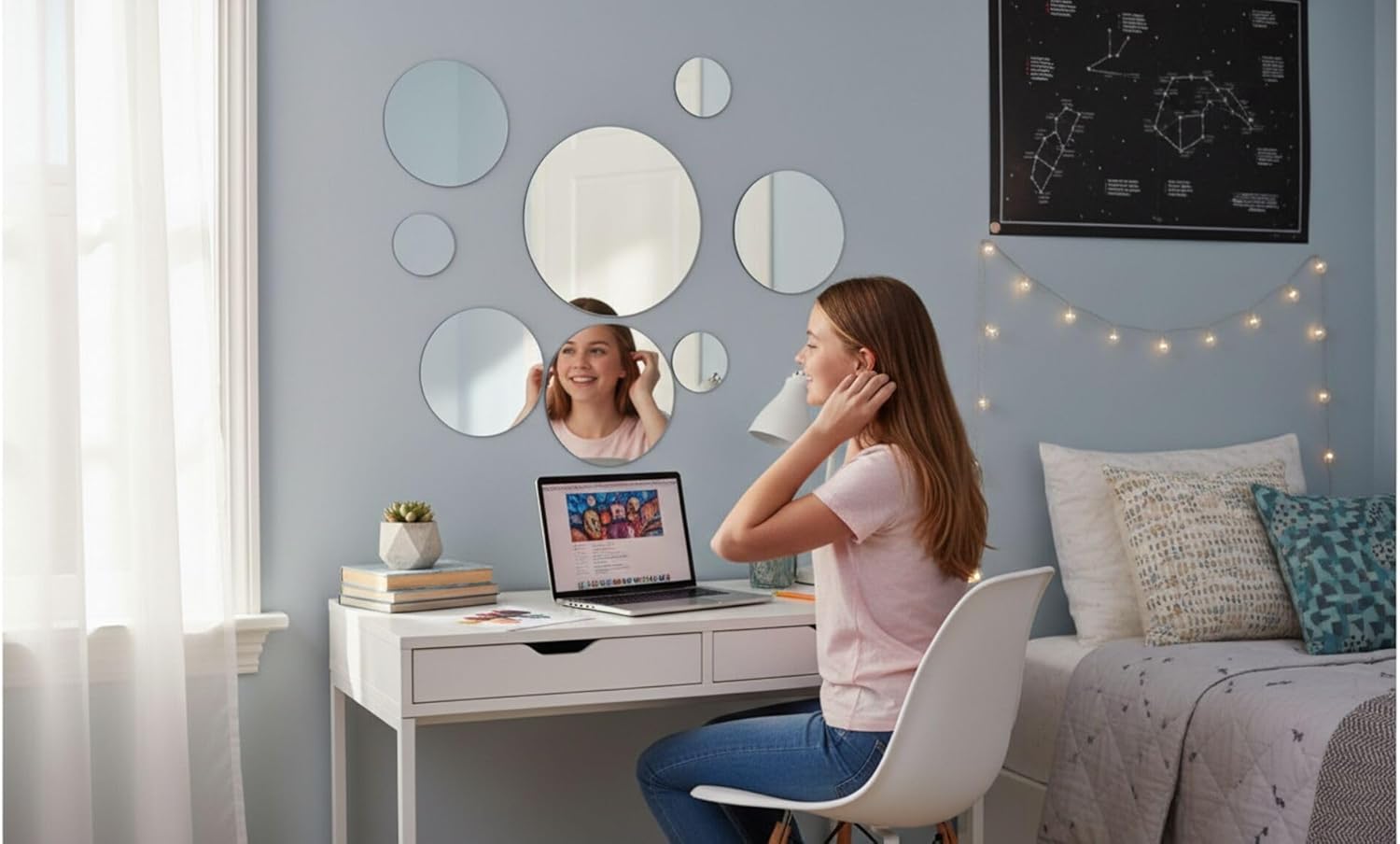 Glass Round Mirror — Set of 7 - View 3