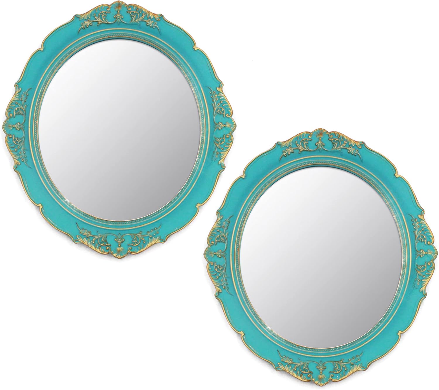 Oval Luxe Blue Wall Mirror — 8" — Blue 2 Pcs