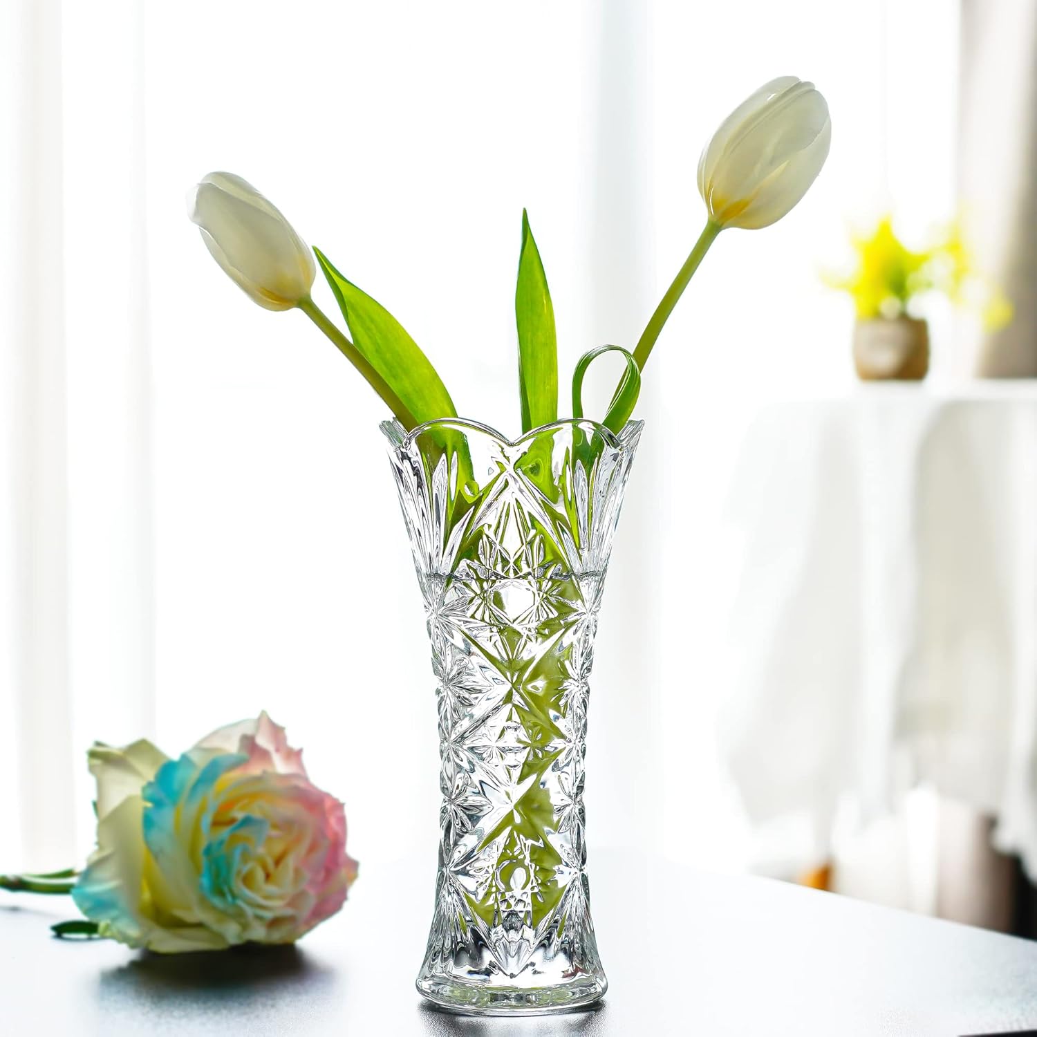 Luxe Glass Flower Vase — 9.2" — 7.6"x 3.5", type 3