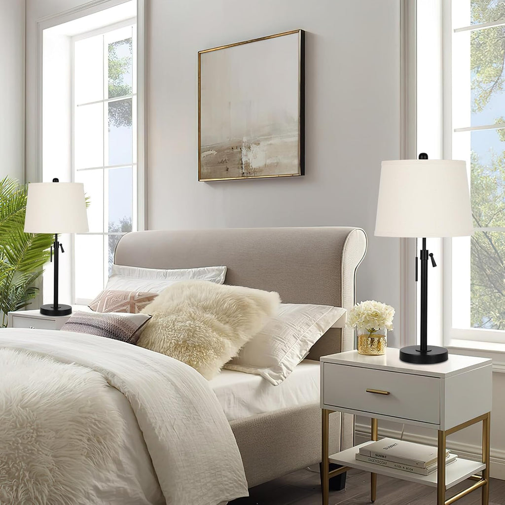 Dimmable Modern Beige Nightstand Lamp — Set of 2 - View 5