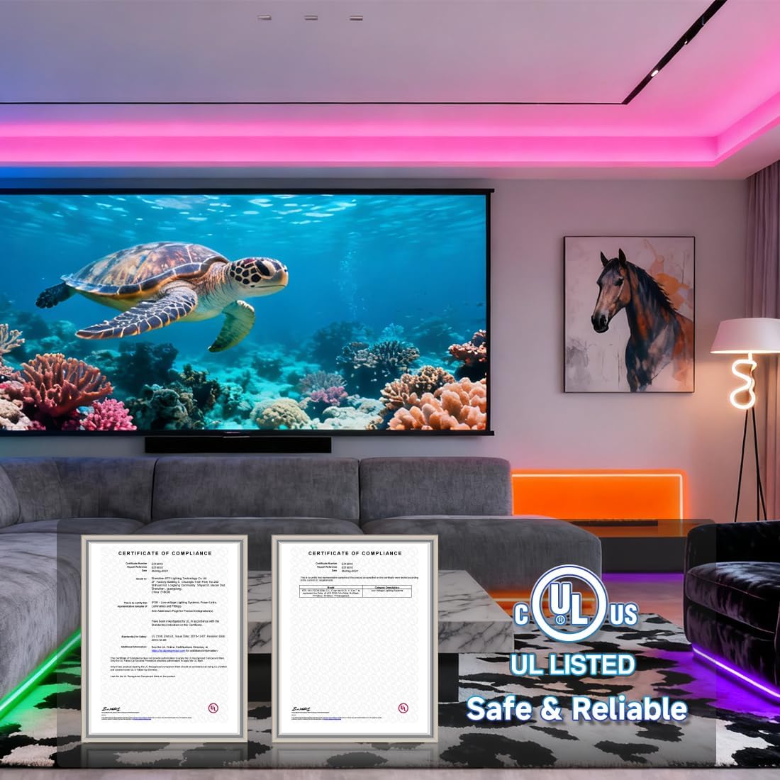 RGB Beige LED Strip Light — 1-Light - View 2