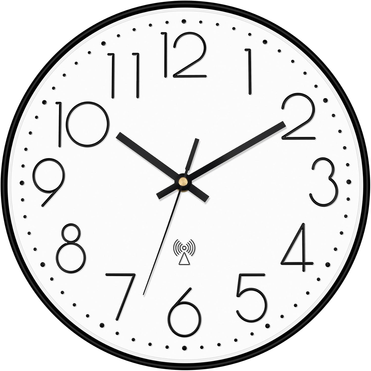 Battery Operated Luxe Beige Wall Clock — 12" — Black