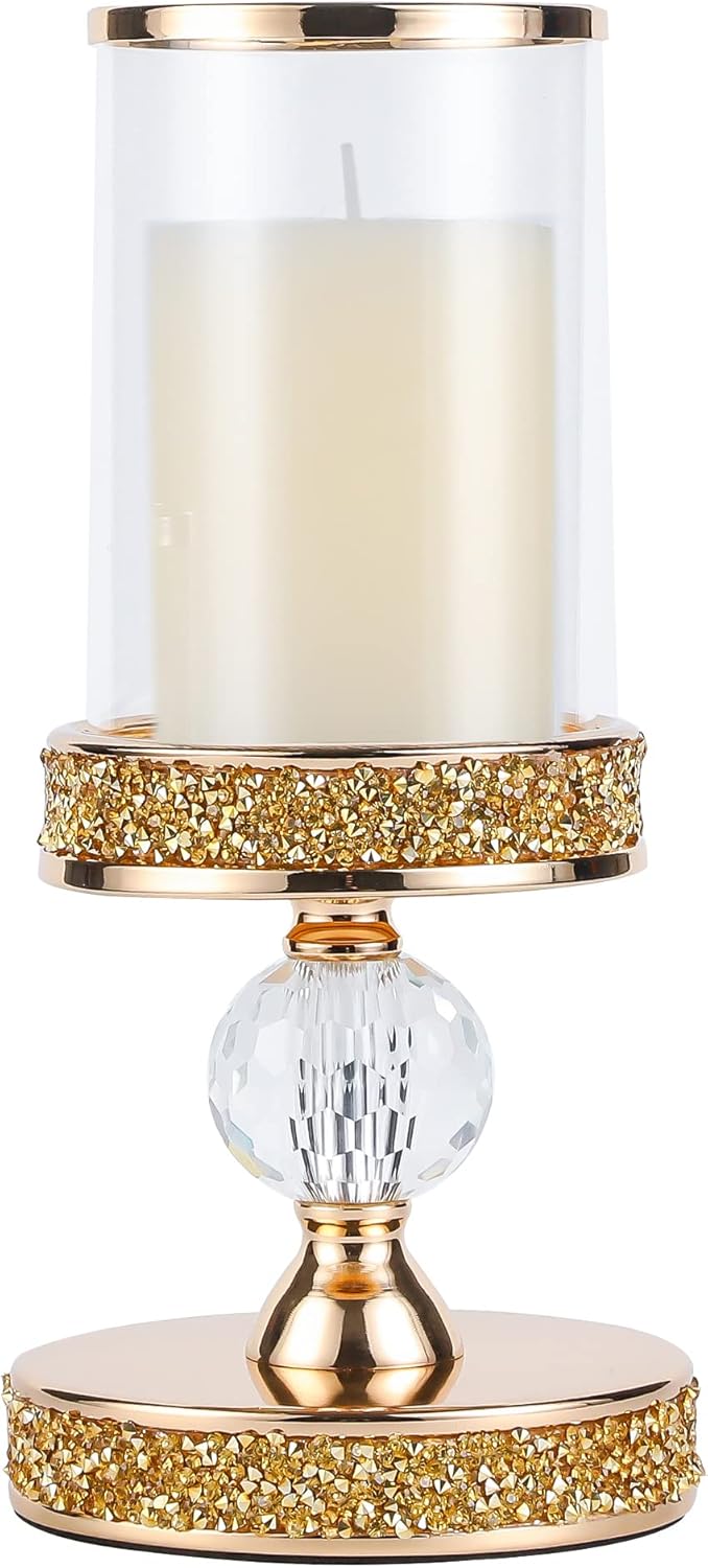Luxe Glass Pillar Candle — 1 crystal ball