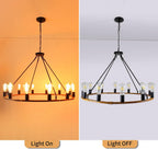 Round Farmhouse Black Chandelier — 12-Light - View 7