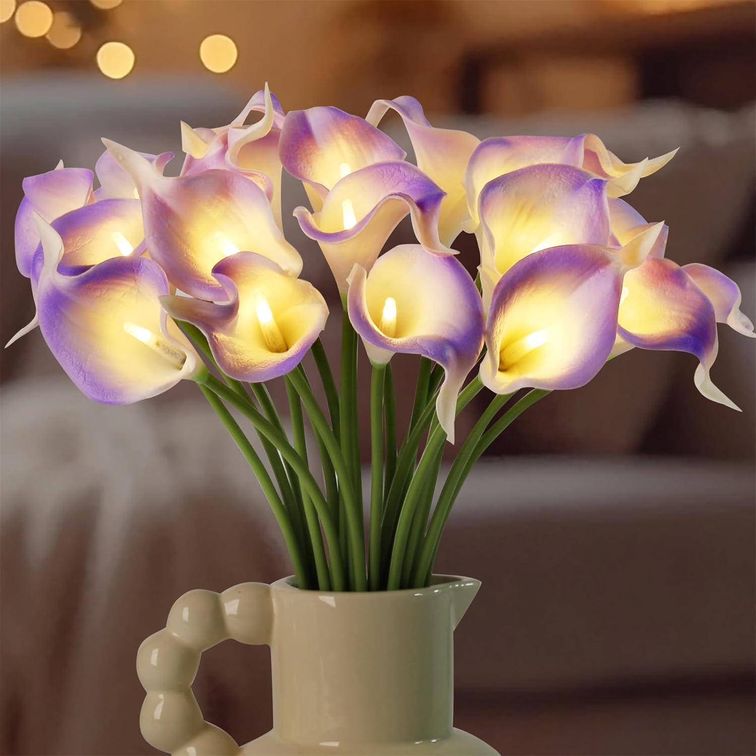 Lighted Blue Artificial Flowers — Light Purple