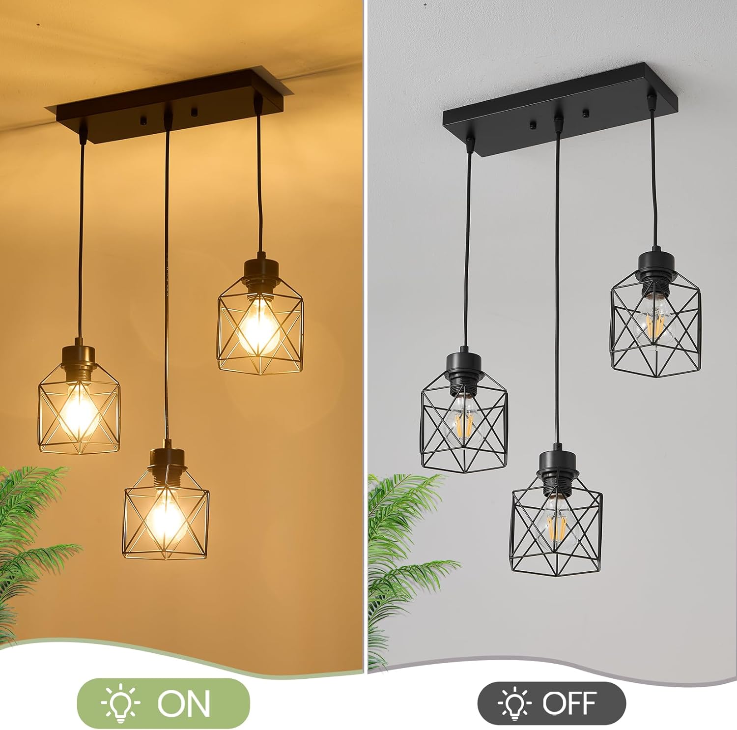 Farmhouse Black Pendant Light — 3-Light - View 6