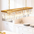 Rectangular Luxe Black Chandelier — 12-Light — Gold