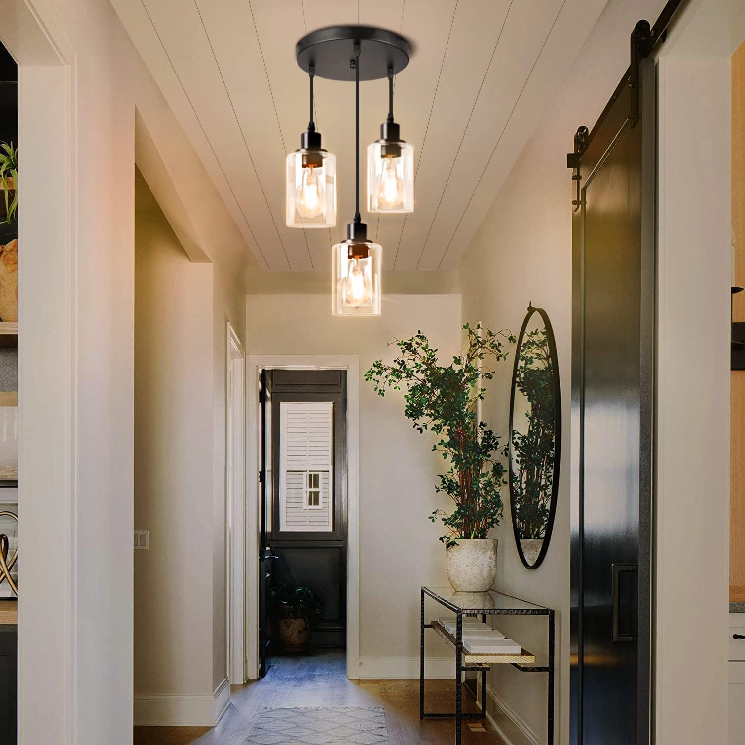 Adjustable Black Pendant Light — 3-Light - View 9