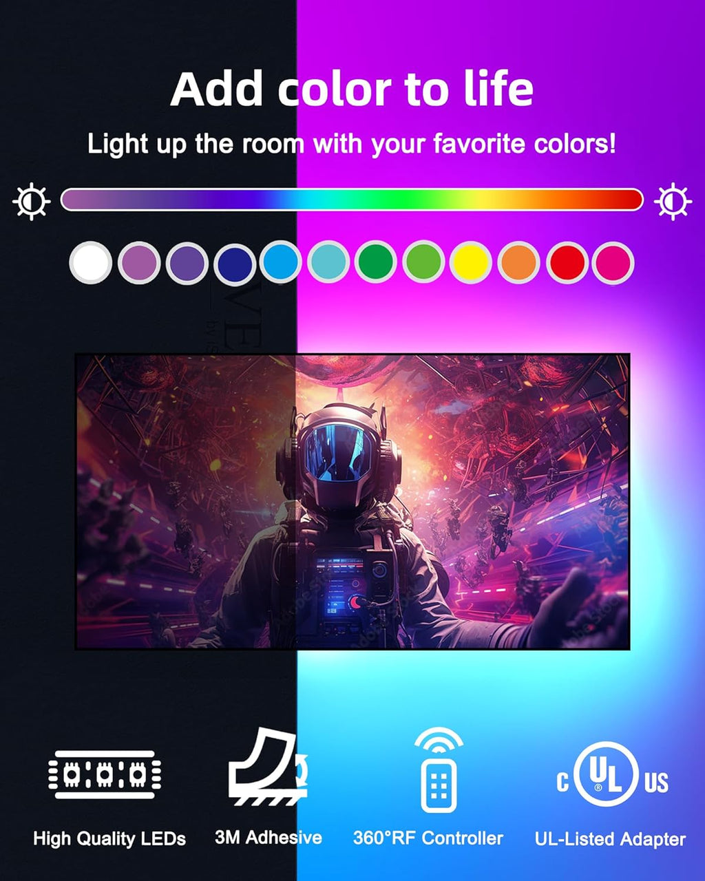Color Changing Metal LED Strip Lights - View 4