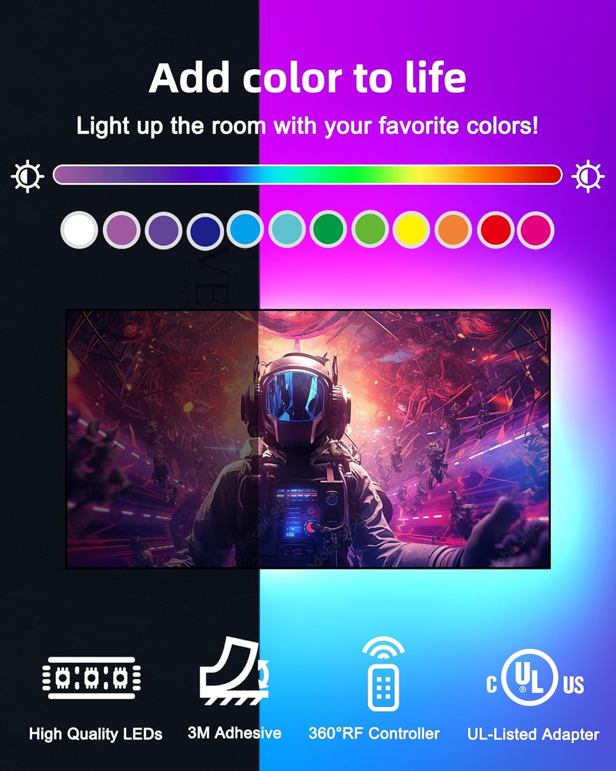 Color Changing Metal LED Strip Lights - View 4