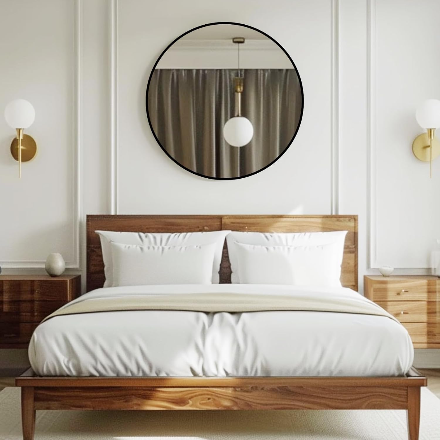 Round Black Wall Mirror — 30" - View 4