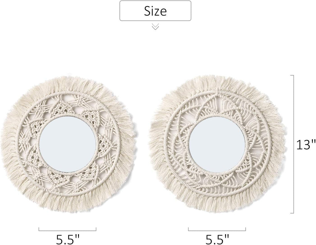 Round Boho Rattan Wall Mirror - View 5