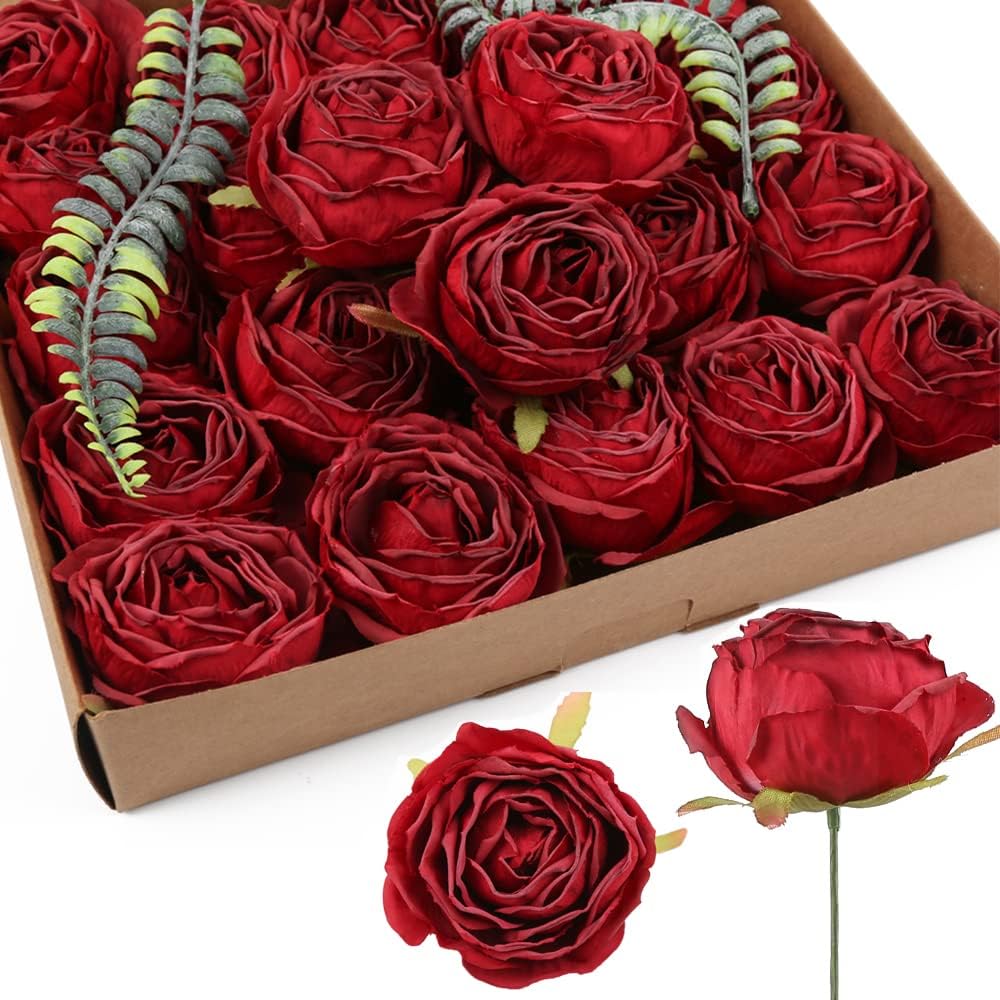 Vintage Brown Artificial Flowers — Dark Red