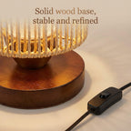 Handwoven Boho Wood Bedside Lamp — 8.6" - View 3