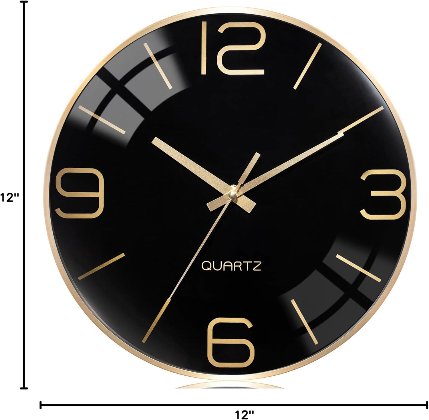 Battery Operated Luxe Black Wall Clock — 12" - View 8