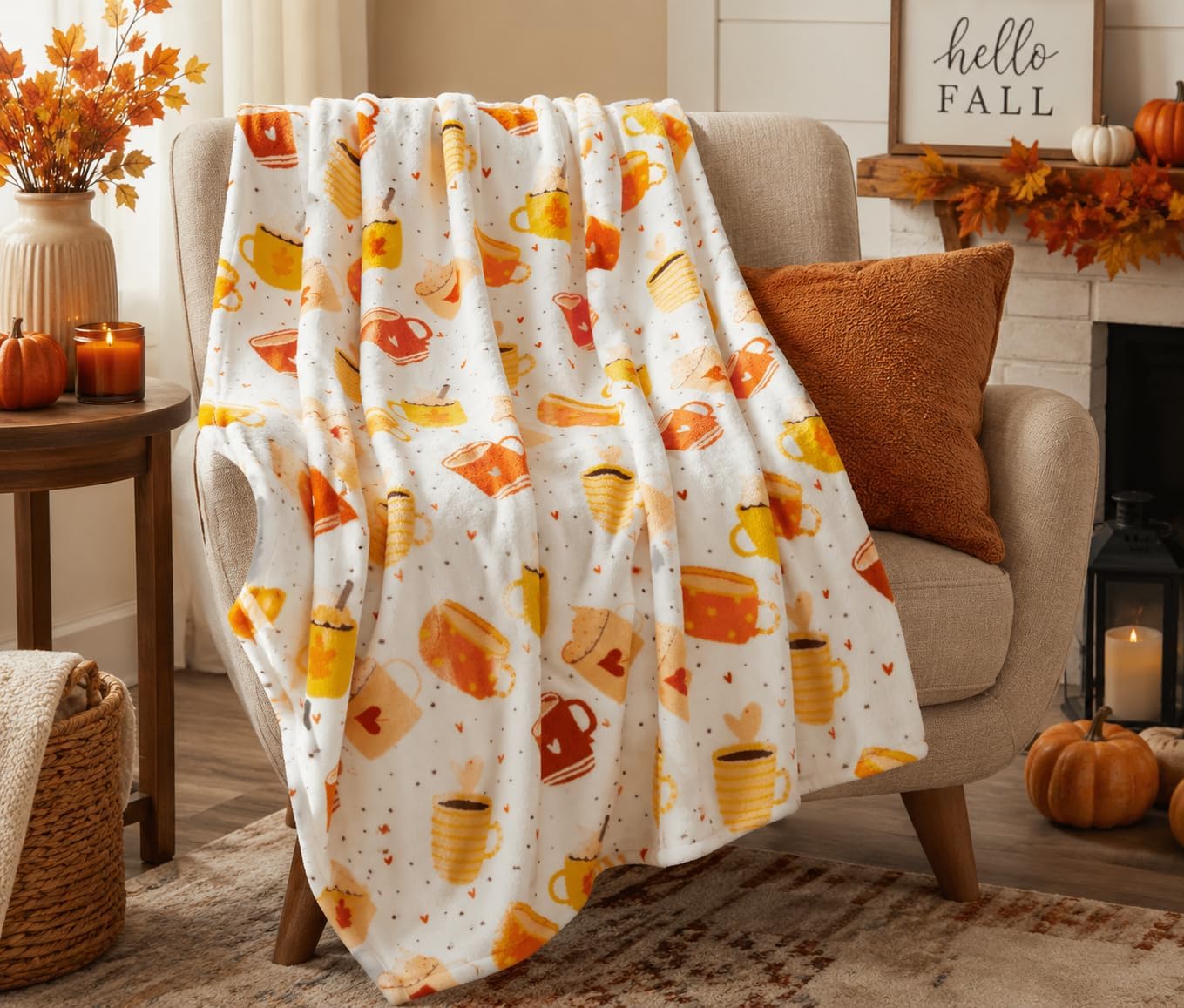 Oversized Brown Throw Pillow — 50" — White Orange Yellow