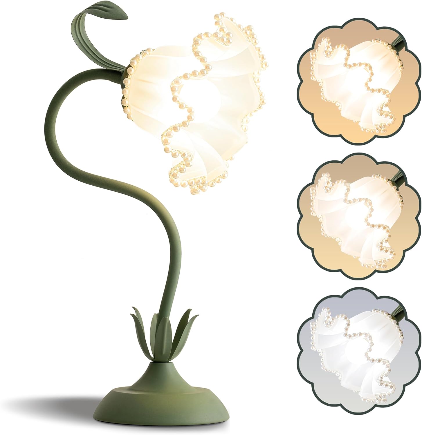 Vintage Green Bedside Lamp — Pearl green lamp