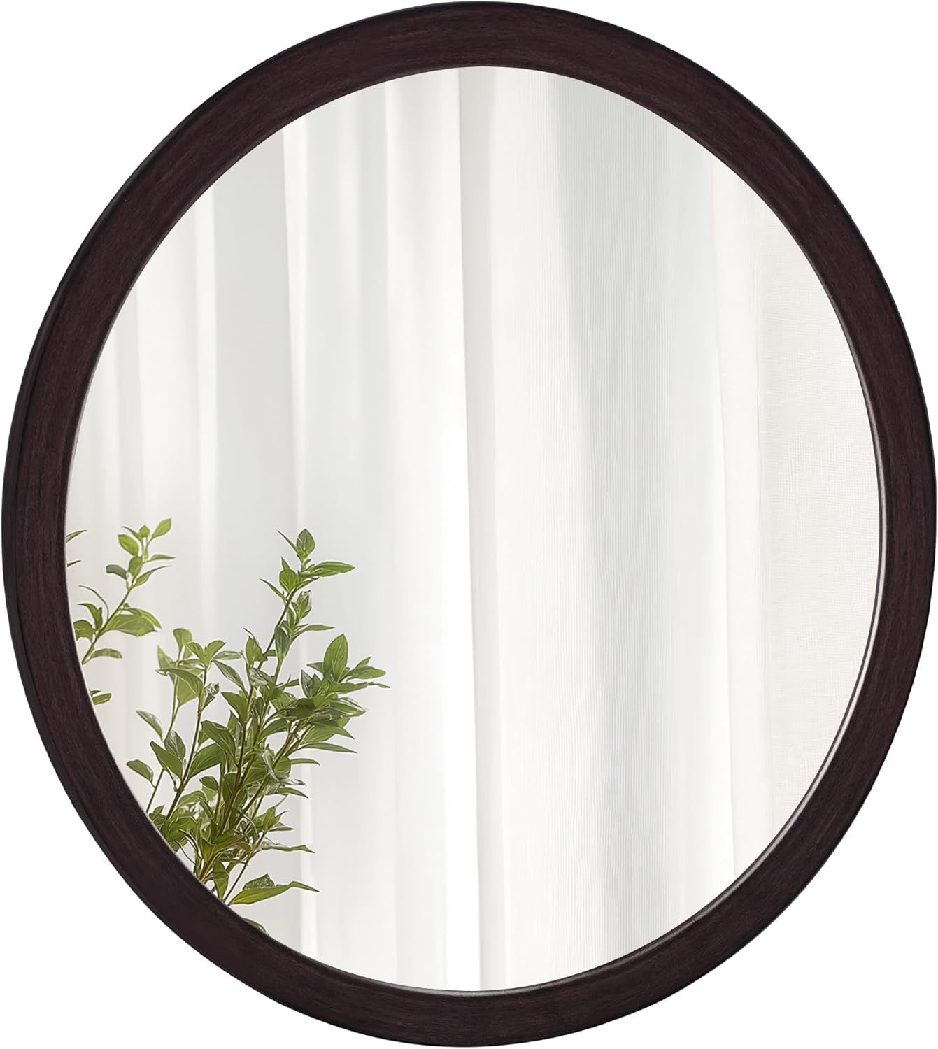 Round Farmhouse Beige Wall Mirror — 24" — 36"L x 36"W