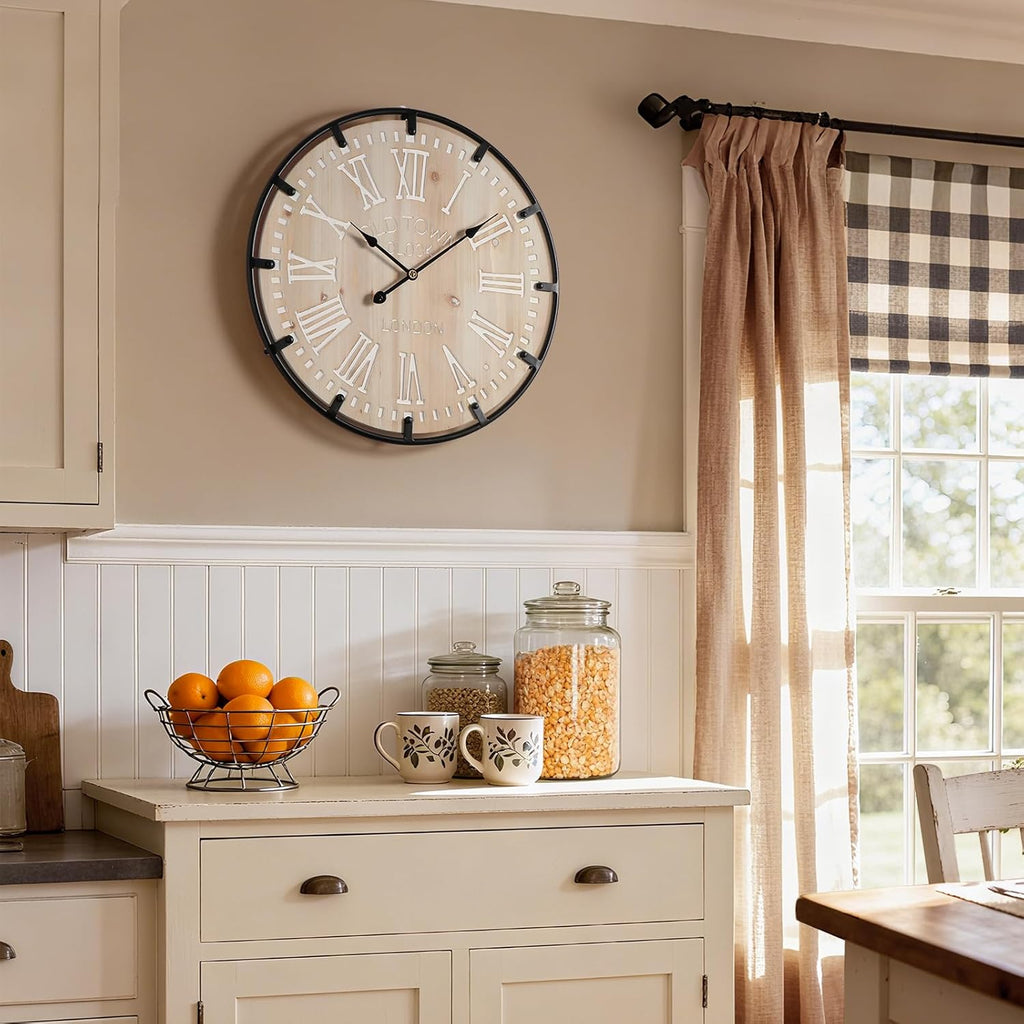 Battery Operated Farmhouse Brown Wall Clock — 24" - View 6