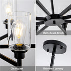 Farmhouse Black Chandelier — 8-Light - View 9
