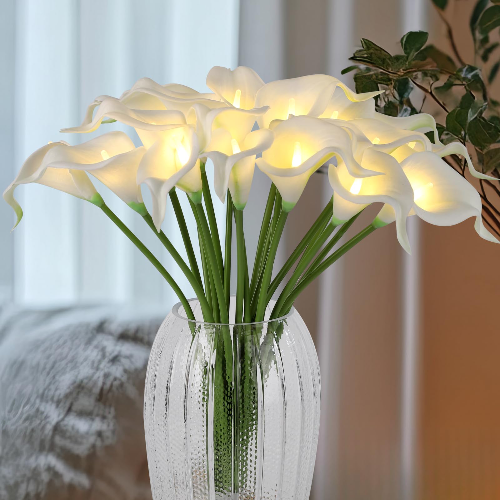 Lighted Blue Artificial Flowers