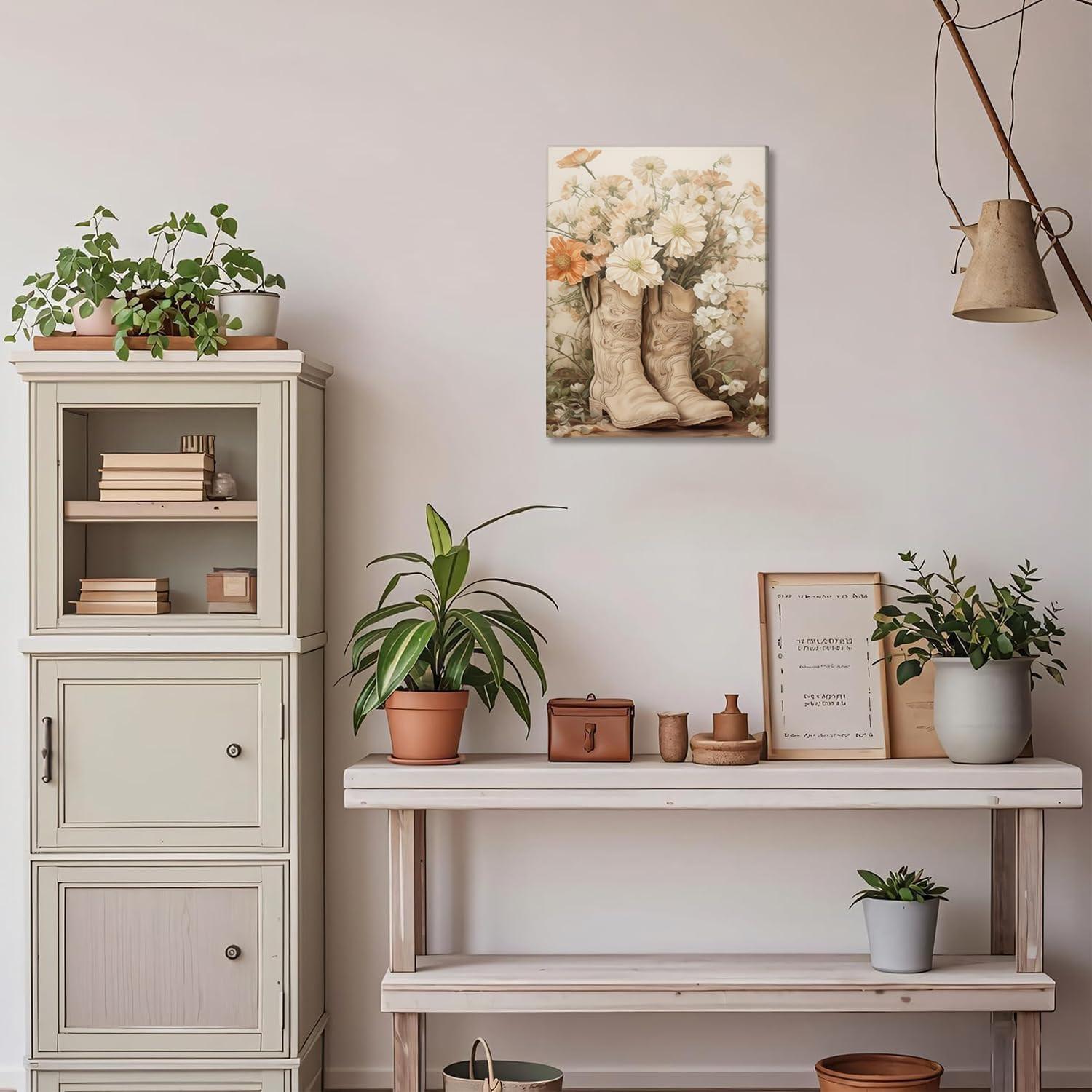 Framed Beige Canvas Wall Art — 16" - View 4