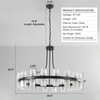 Round Farmhouse Glass Chandelier — 36" - View 5