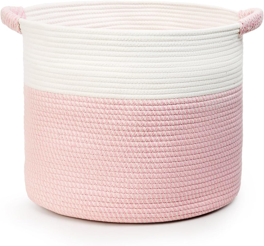 Round Boho Black Throw Pillow — 16" — White/Mixed Pink
