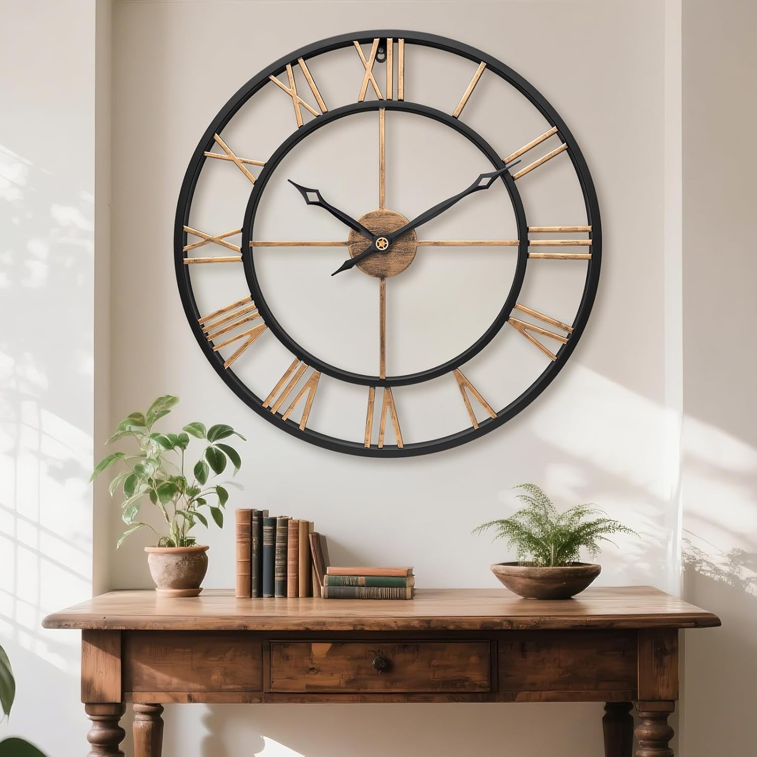 Oversized Luxe Black Wall Clock — 24" - View 2
