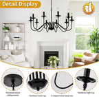 Farmhouse Beige Chandelier — 10-Light - View 4